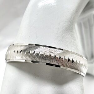 Monet, Vintage, Wide Silver Diamond Cut Bangle Bracelet